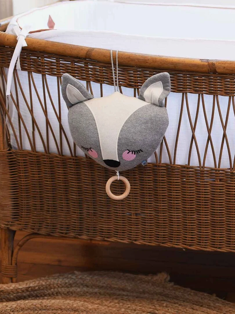 Veilleuse Musicale Renard en Coton Bio   Gris