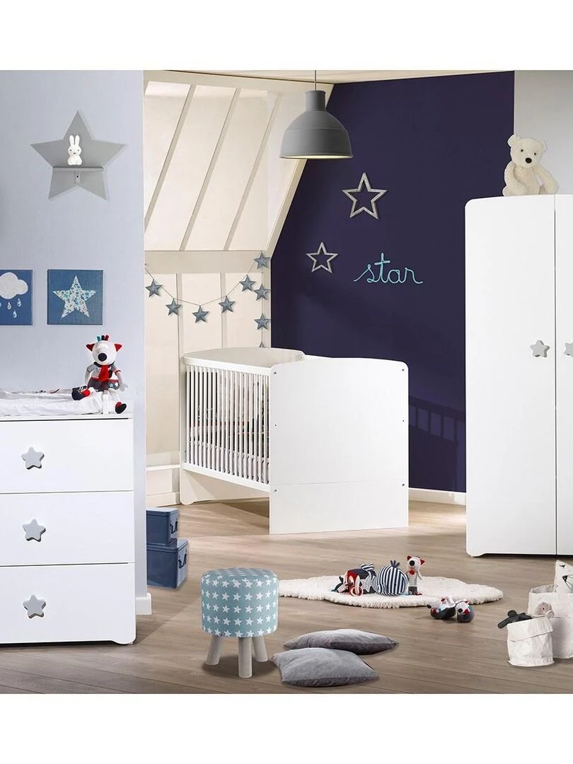 Armoire bébé 2 portes   BABYPRICE   Blanc Gris