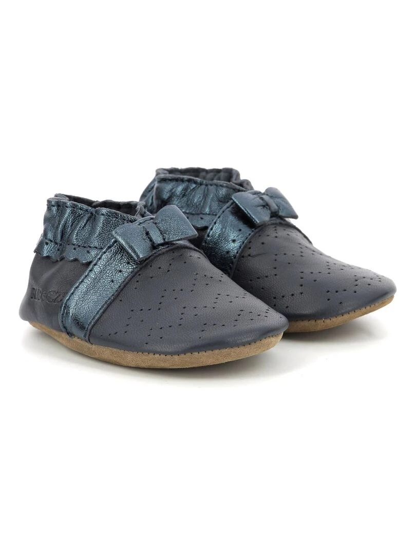 Chaussons Cuir Happy Mood   Bleu marine