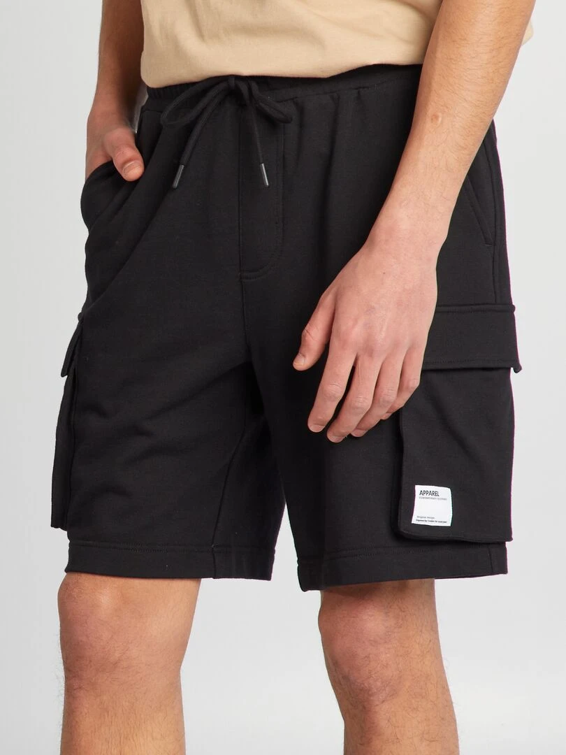 Short en coton multipoche noir