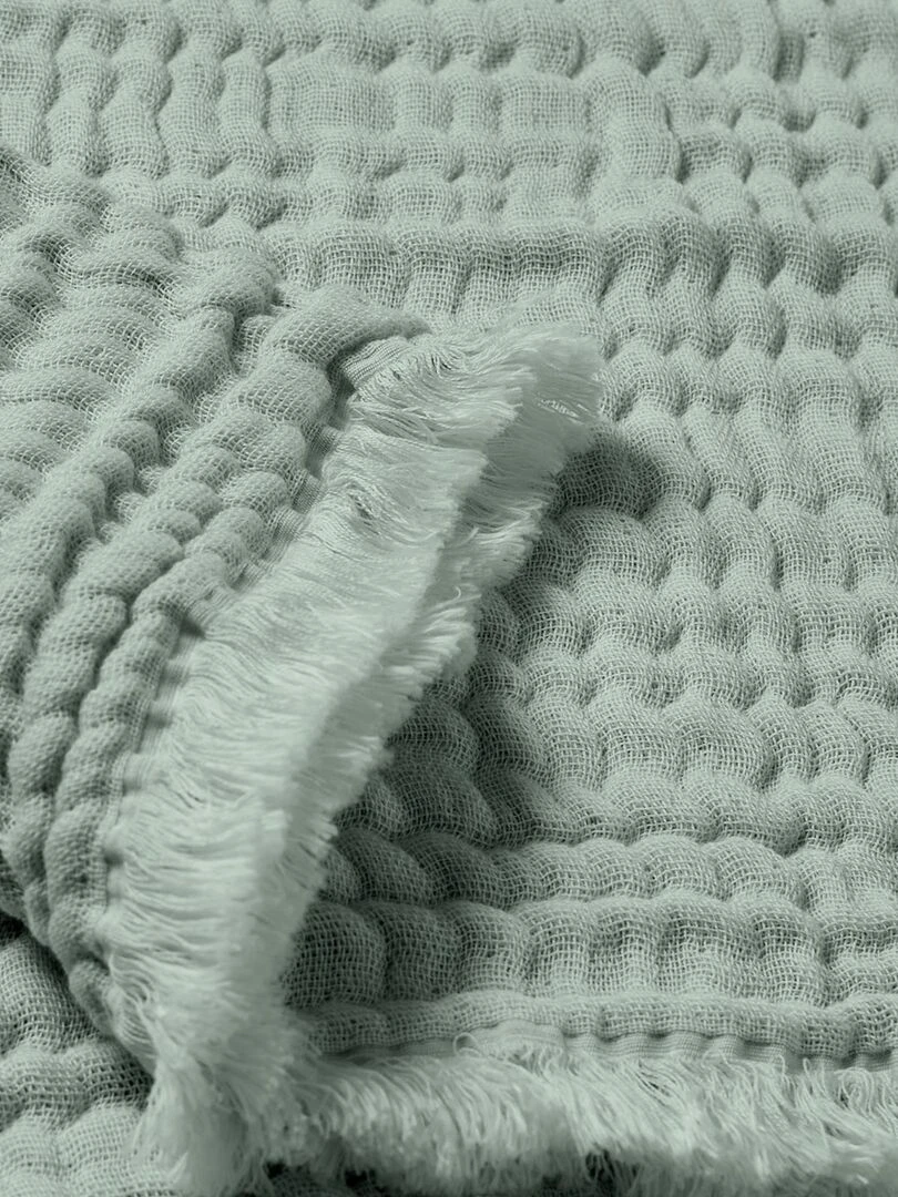 Couverture mousseline avec franges bebe respirante 4en1 Vert