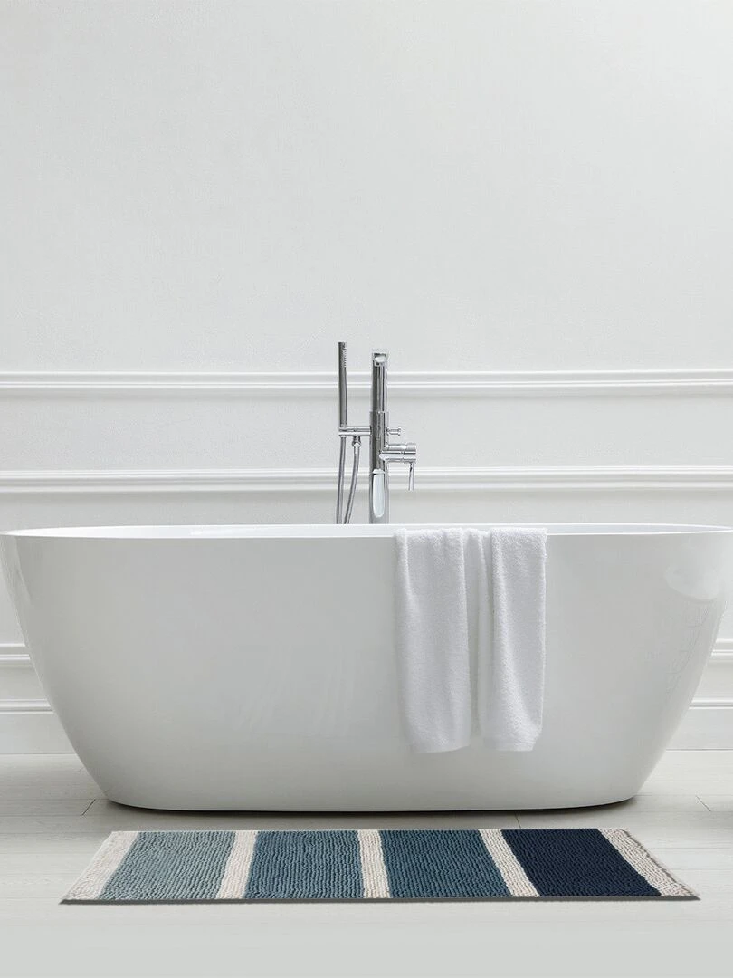 Guy Levasseur Tapis de bain en polycoton fantaisie bleu Bleu