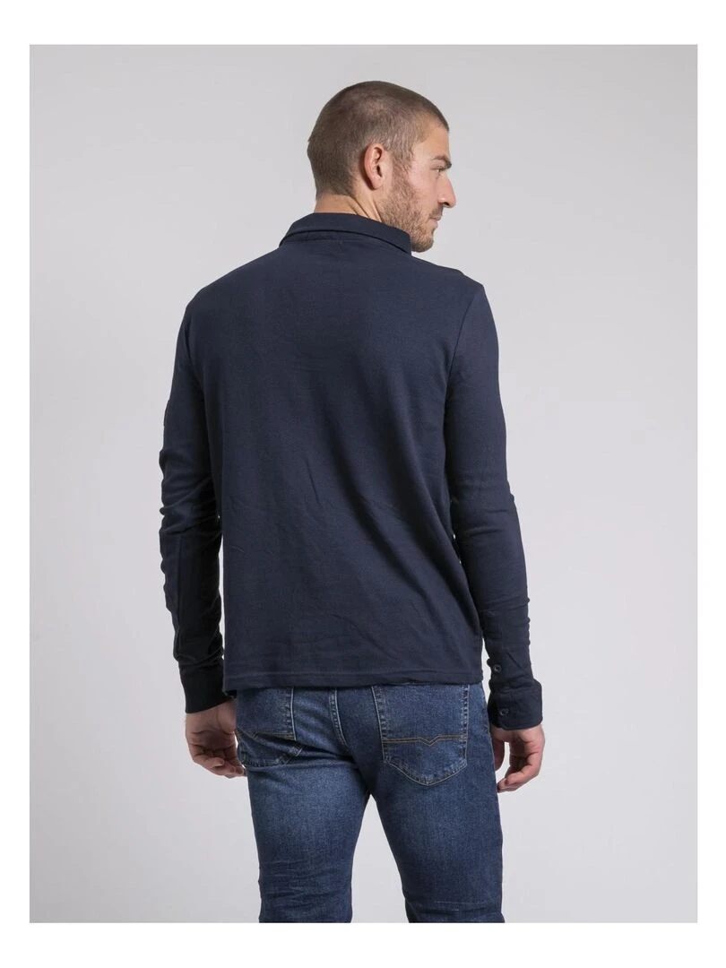 Polo manches longues pur coton PILKA Bleu marine