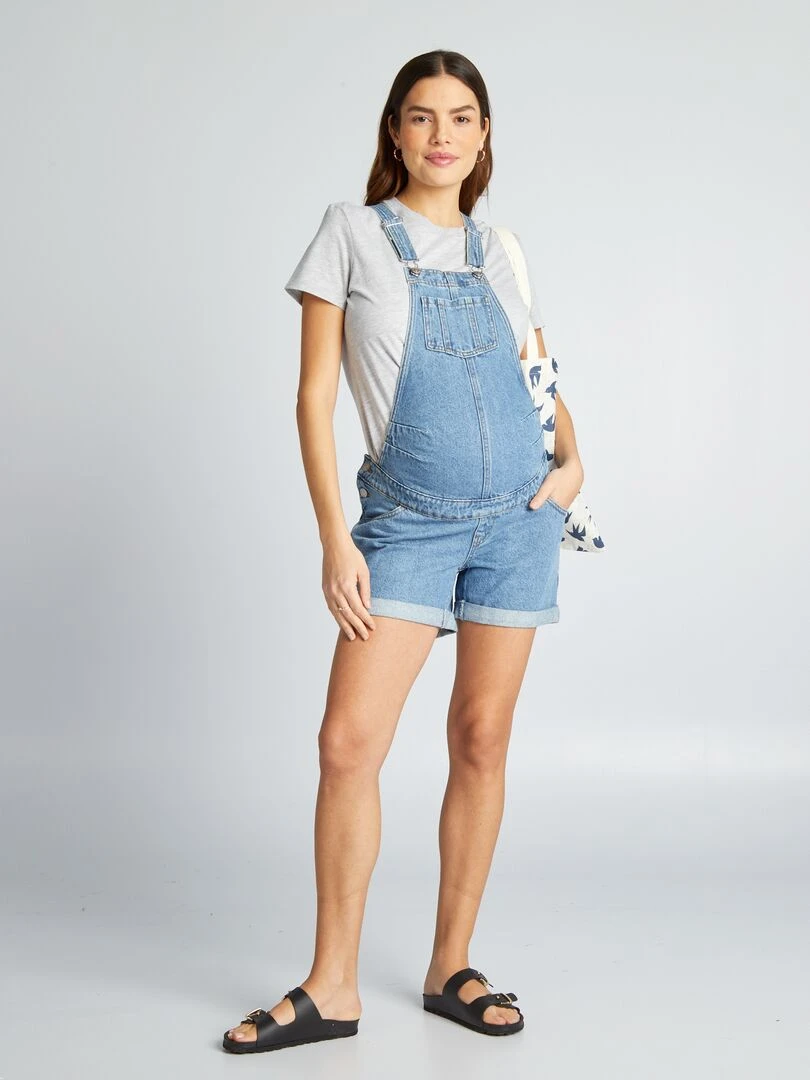 Salopette short grossesse en denim Stone