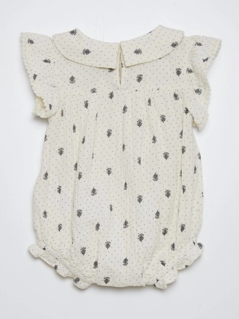 Barboteuse en double gaze de coton Beige
