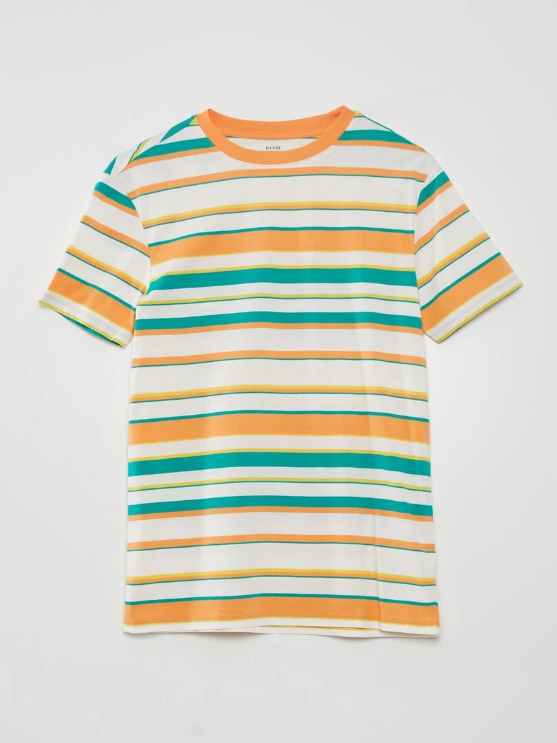 Tee shirt larges rayures colorées Orange