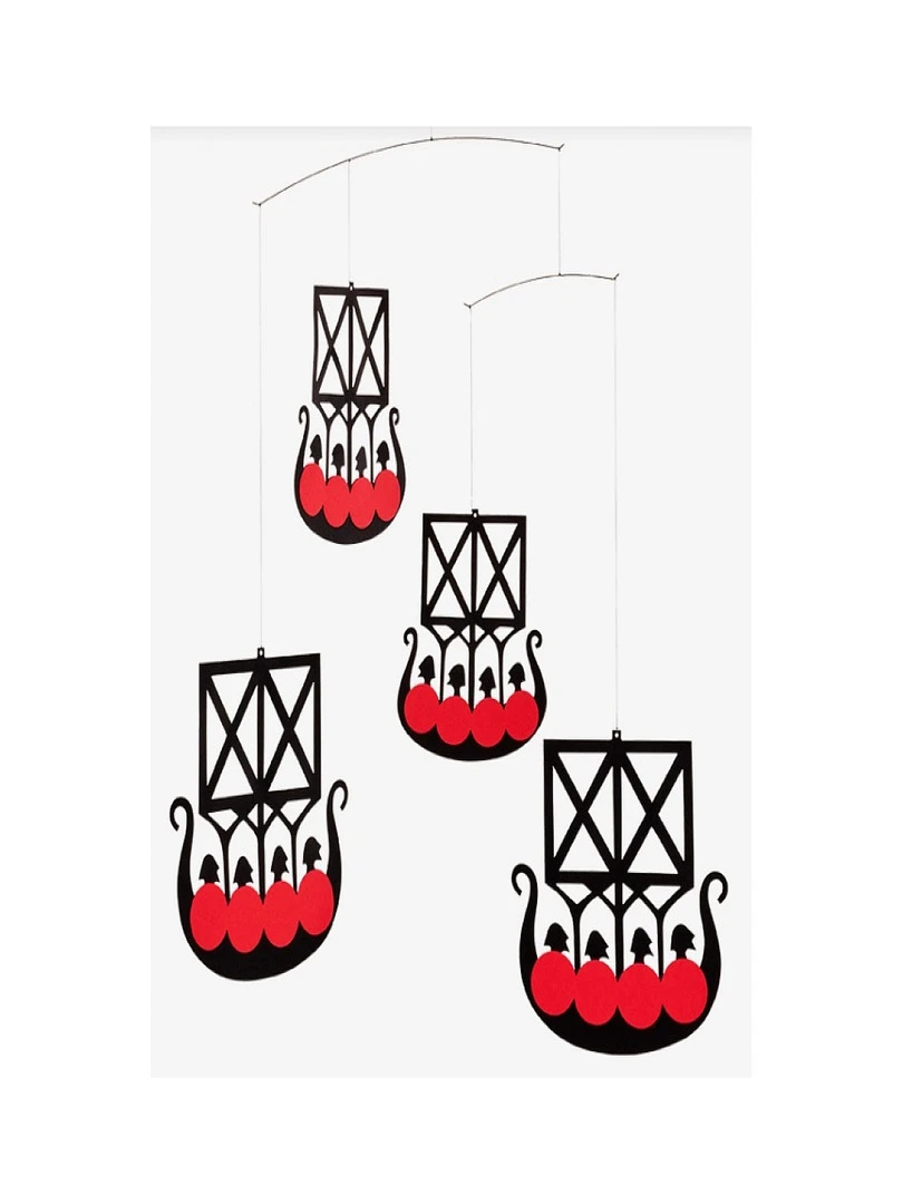 'flensted Mobiles' Les 4 Bateaux Vikings Rouge