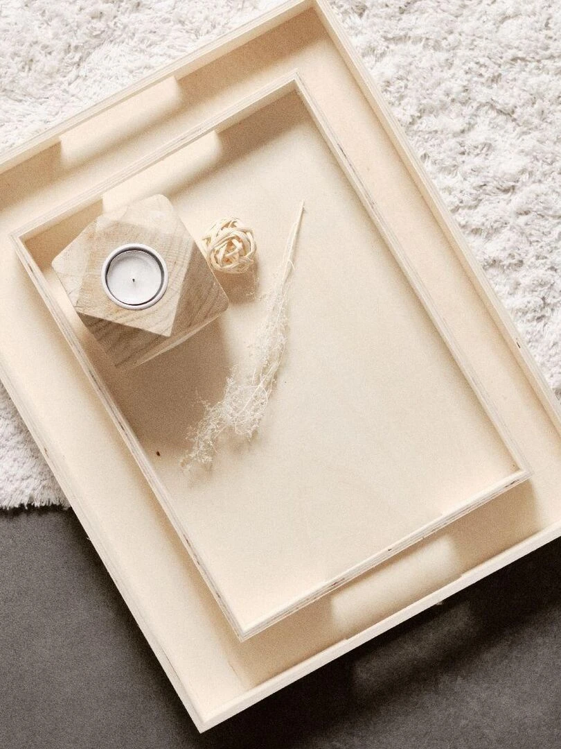 Lot de 2 plateaux 'SIMPLICITY' 'TODAY' Beige