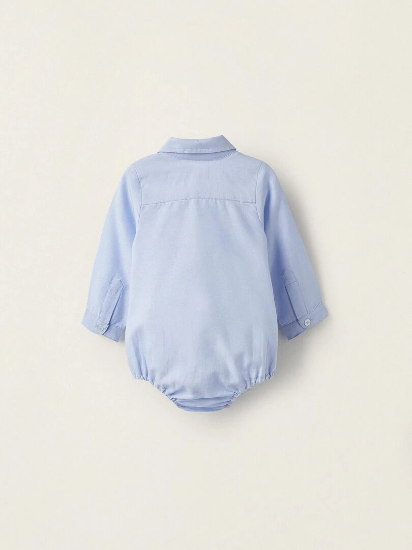Bodies Chemise en coton Oxford pour nouveau né manches longues ATLANTIC COMPANY Bleu clair