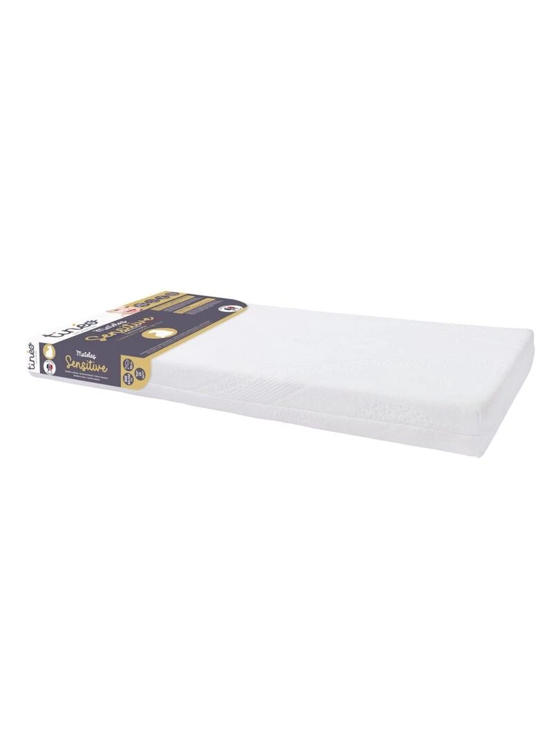 Matelas bébé Sensitive   60 cm x 120 cm x 10 cm   Blanc