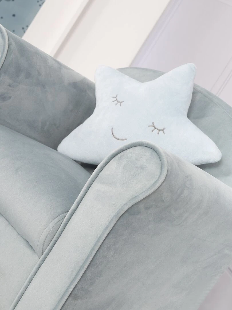 ROBA Fauteuil Club en Velours "Lil Sofa" Chaise Rembourrée avec Accoudoirs Bleu Clair Bleu clair