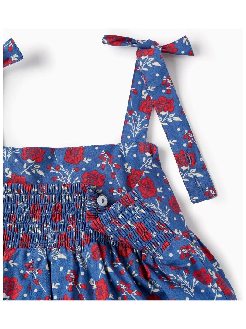 Salopette Florale à Bretelles En Coton Pour Fille  PICASSO   Bleu