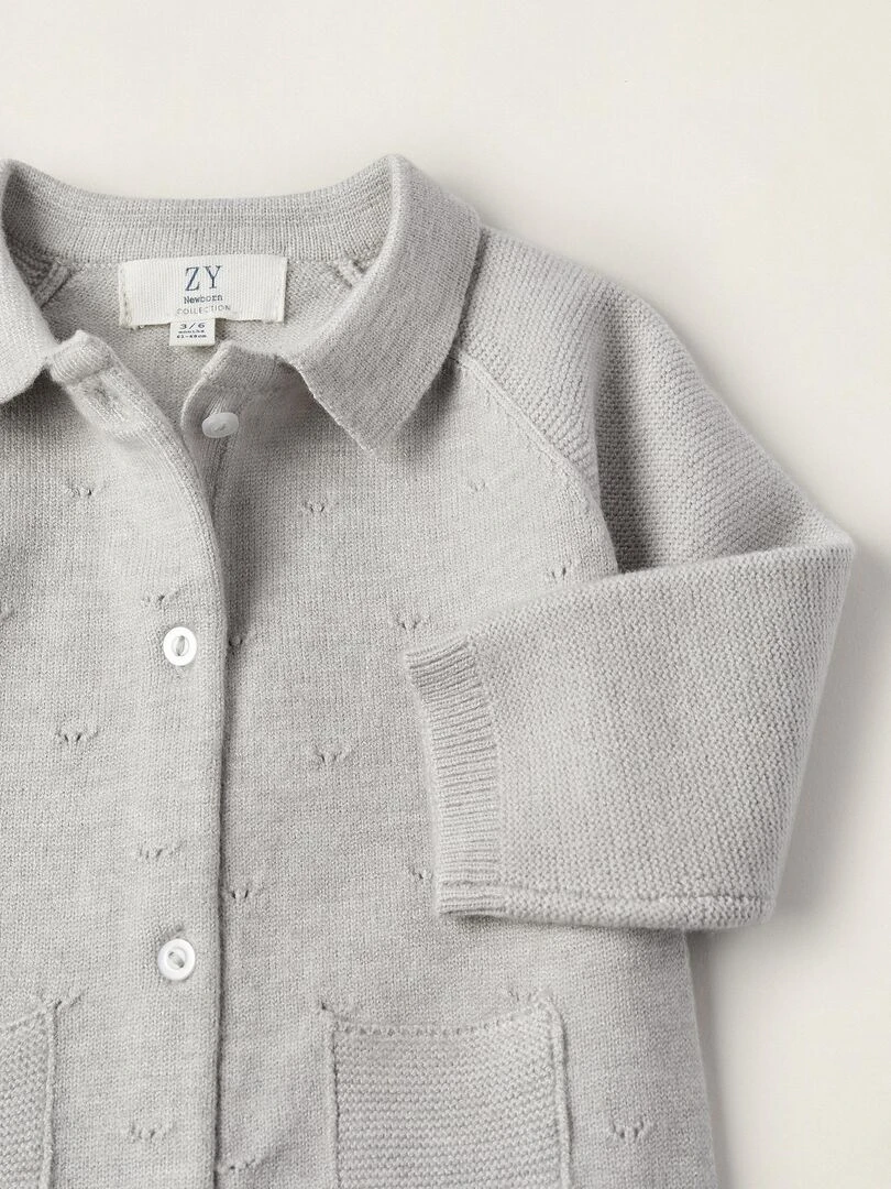 Manteau + Pantalon en Maille pour Nouveau Né  EARLY BLOOM   Gris clair