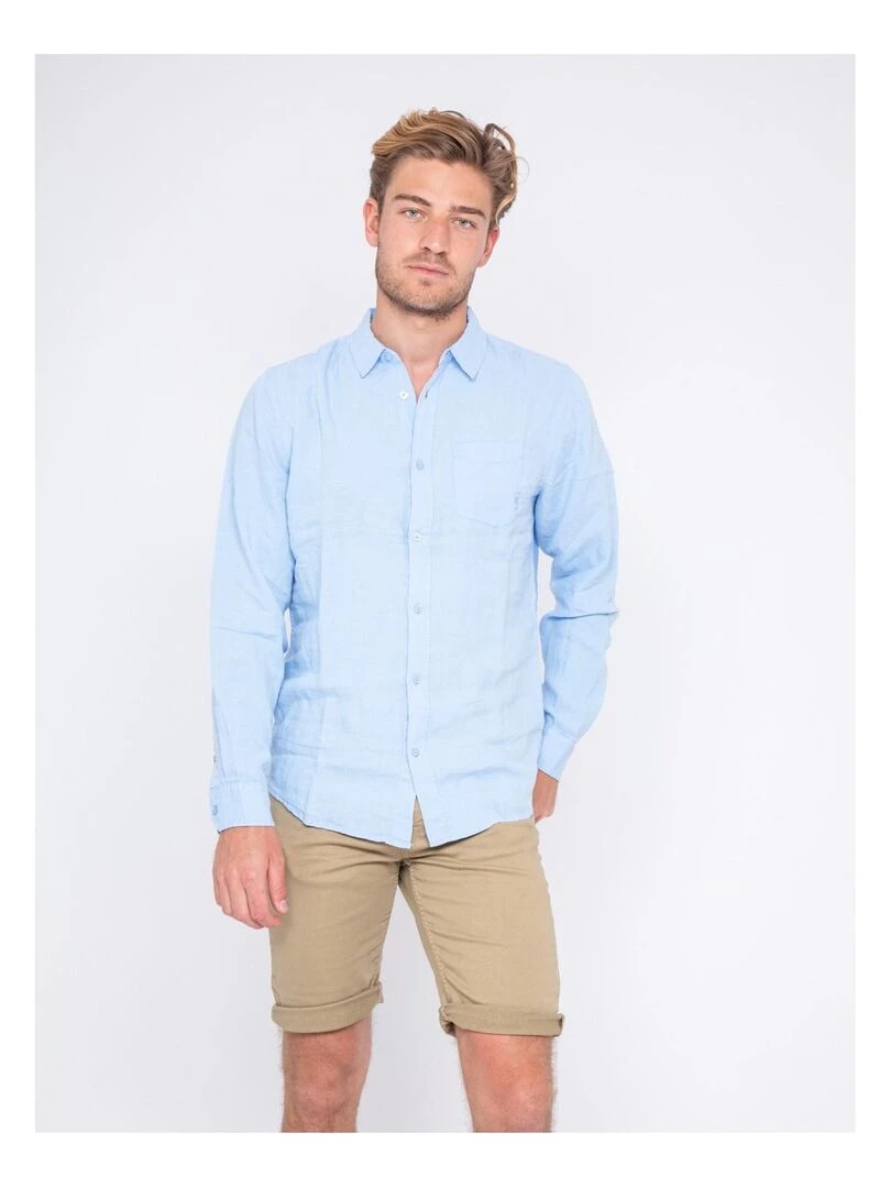 Chemise manches longues pur lin DALAMO Bleu ciel