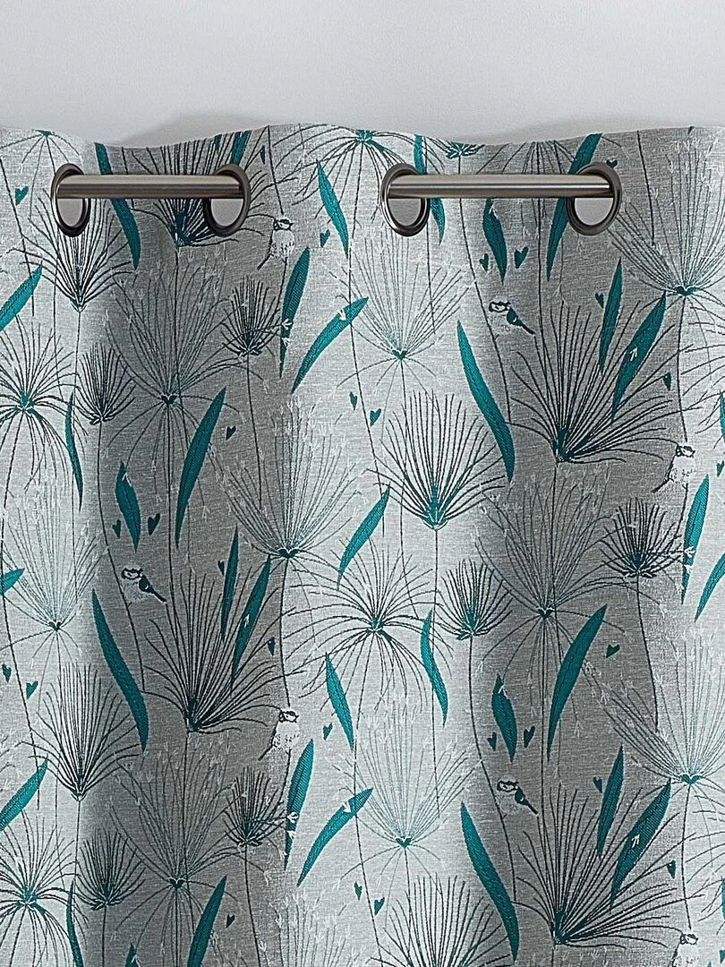 Rideau d'ameublement à jacquard papyrus   Bleu canard