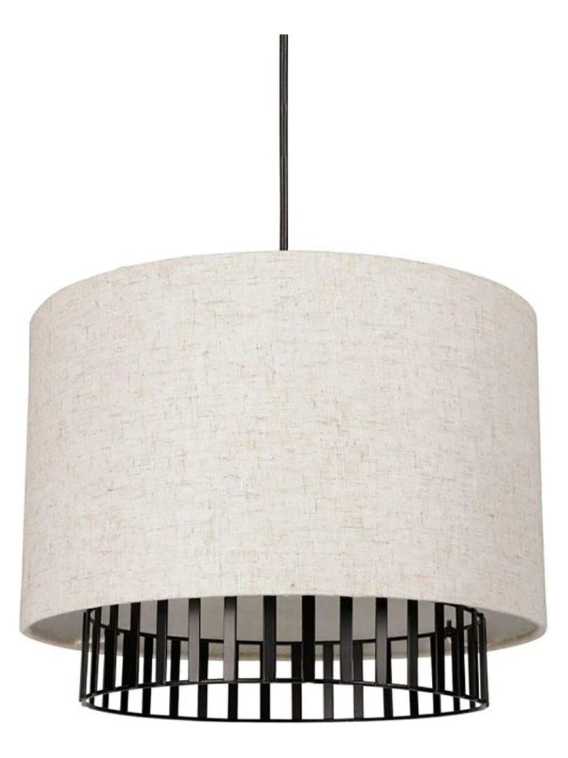 Suspension cylindrique métal lin Alma noire beige Beige