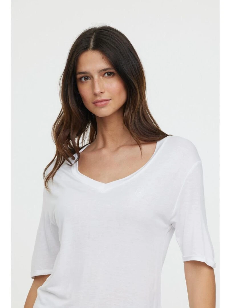 Lee Cooper   T Shirt manches courtes viscose regular ADOUNA M   Blanc