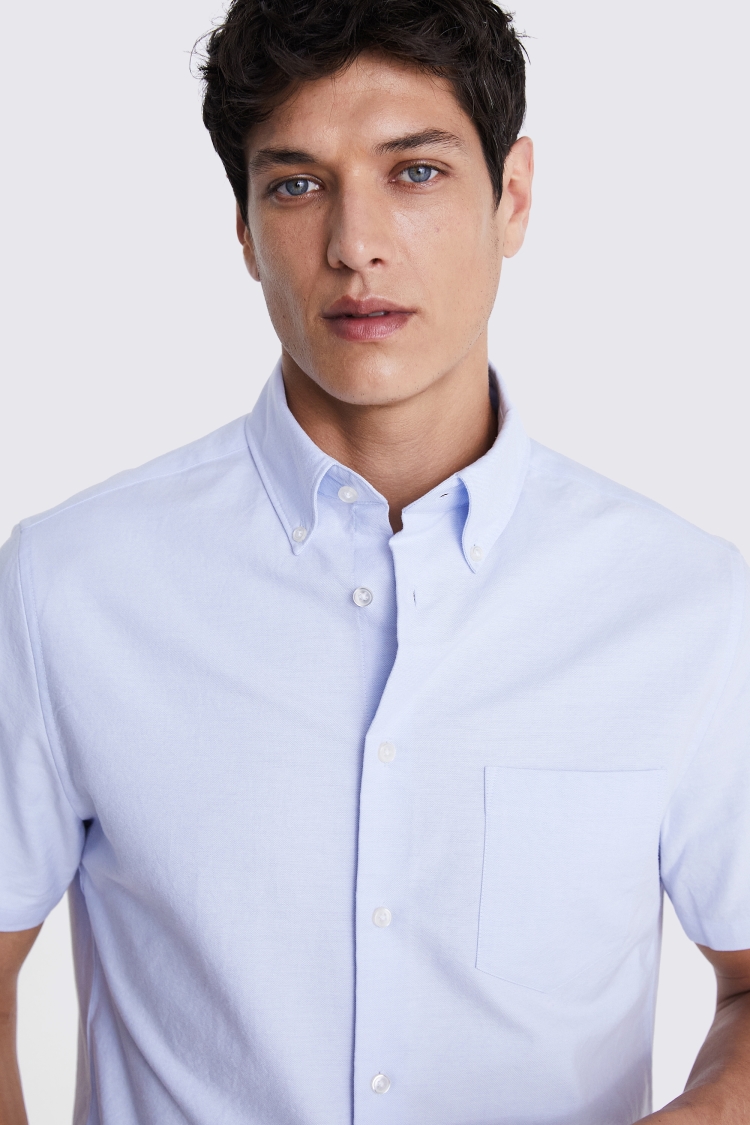 Sky Short Sleeve Washed Oxford Shirt   Buy Online at Moss