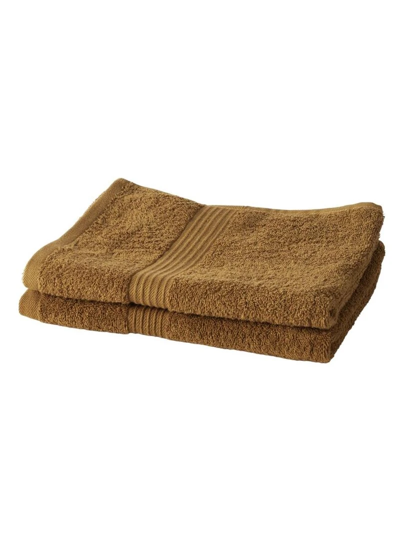 Lot de 2 serviettes de toilette coton uni ESSENTIAL Marron