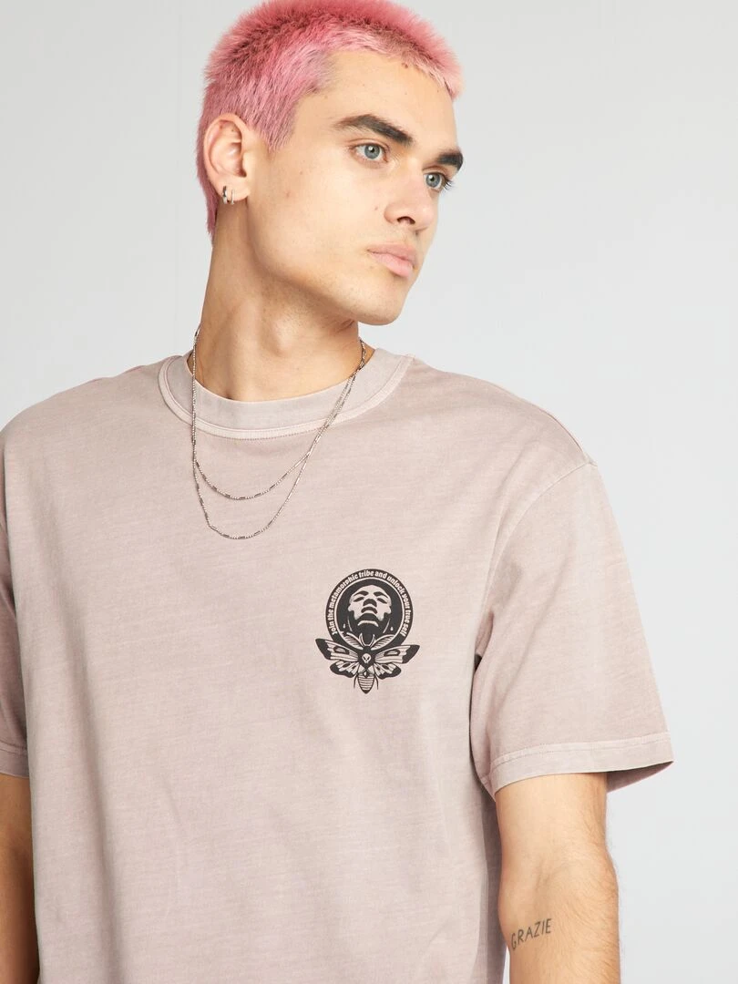 T shirt à imprimé poitrine Violet