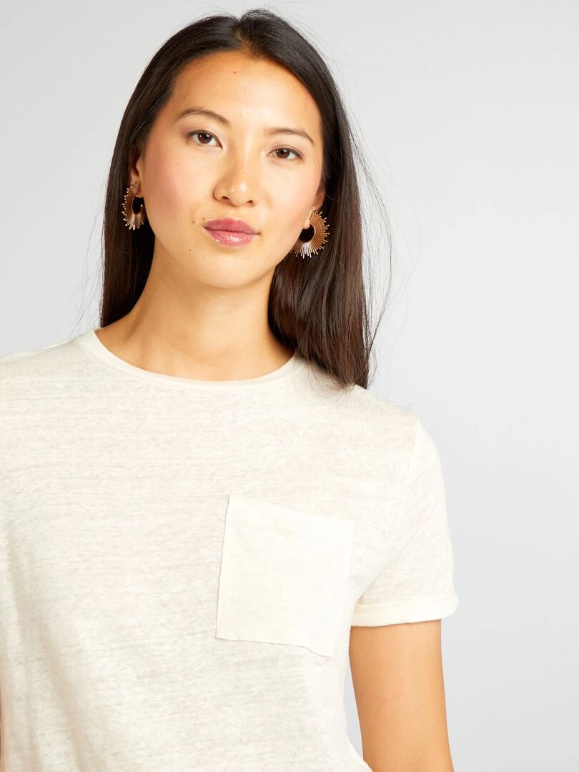 T shirt en lin   Ecru