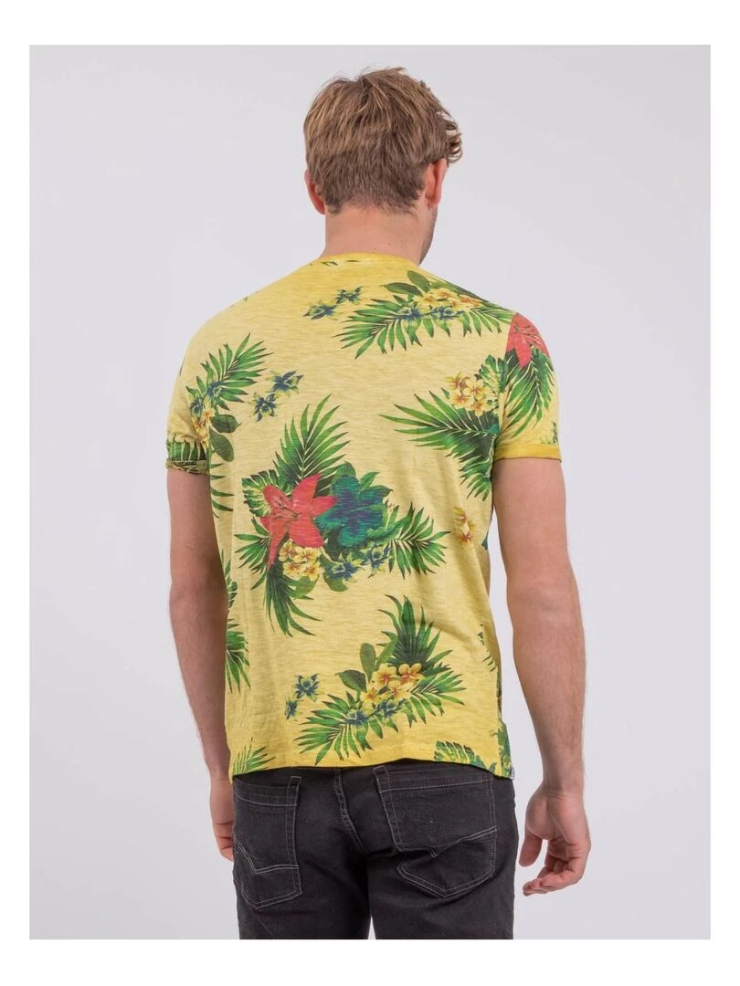 T shirt col rond pur coton NABANE   Jaune