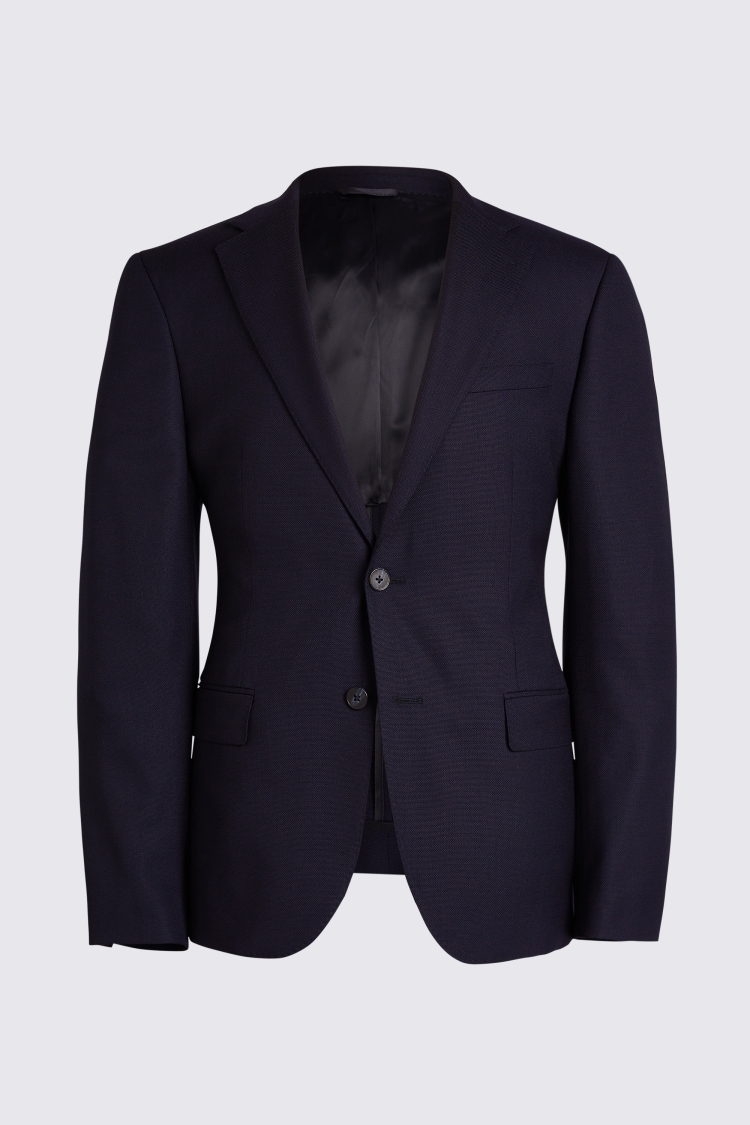 Italian Slim Fit Navy Hopsack Jacket    Buy Online at Moss