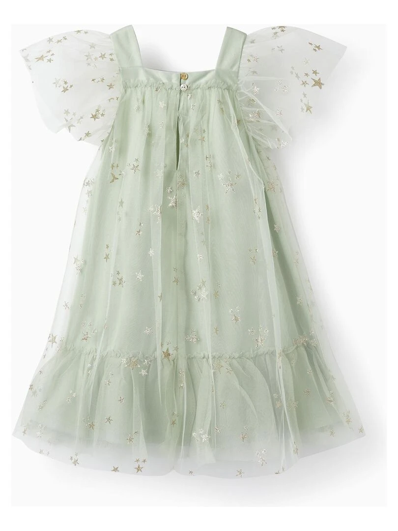 Robe en tulle et paillettes pour fille 'Special Days Stars' manches courtes LETS PARTY Vert clair