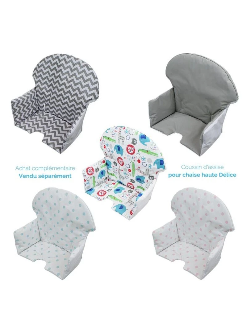 Chaise haute bébé  enfant  réglable hauteur et tablette   Délice Gris   Monsieur Bébé   Bleu