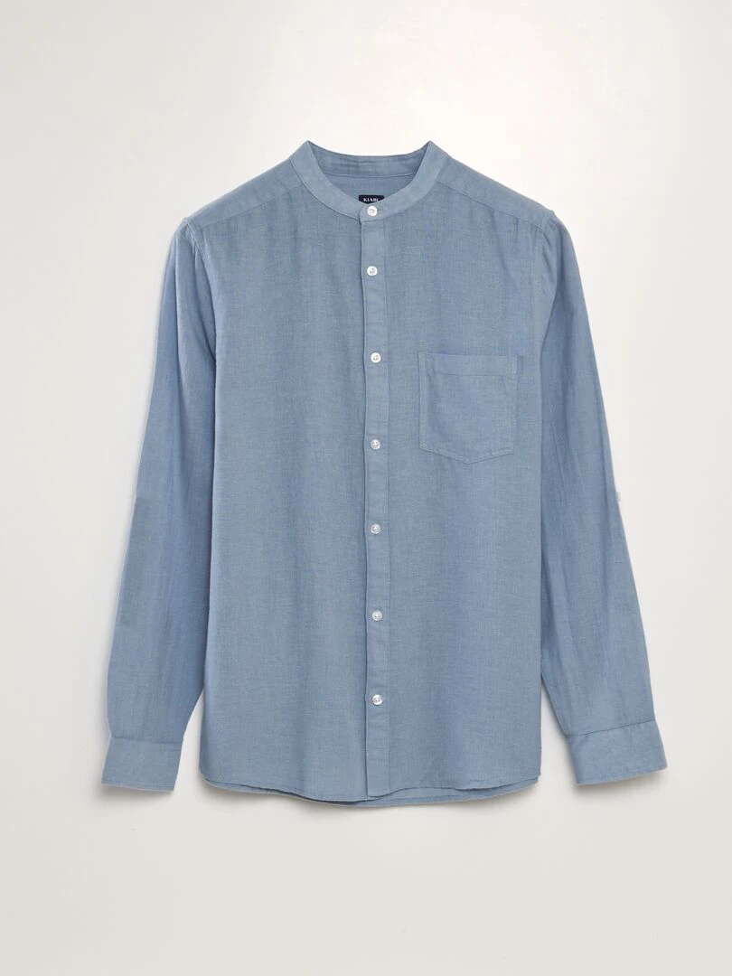 Chemise à col mao Bleu clair