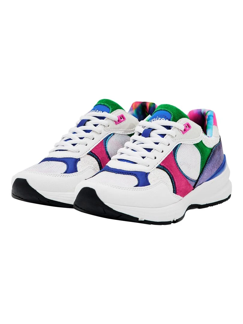 Basket à Lacets Desigual Moon Patch Flowers   Blanc