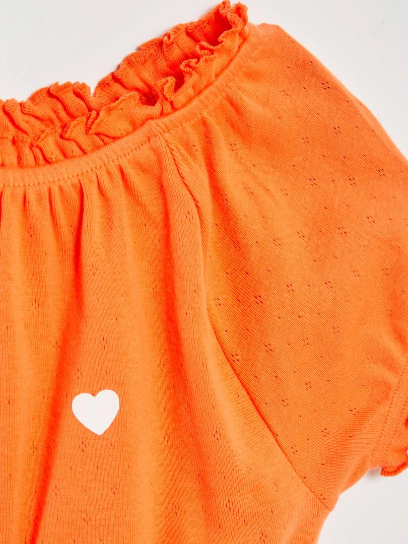 T shirt à bords élastiqués Orange