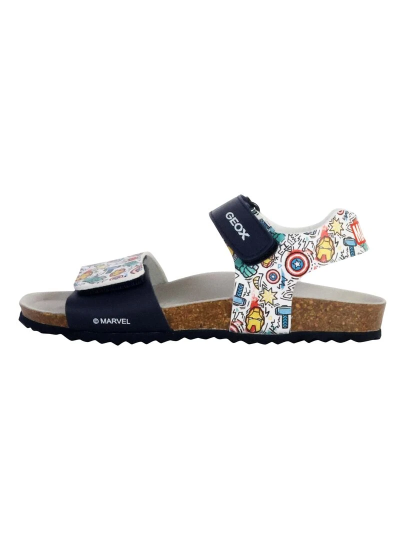 Sandale Plate Cuir Geox Ghita Print.Synth.Lea Bleu