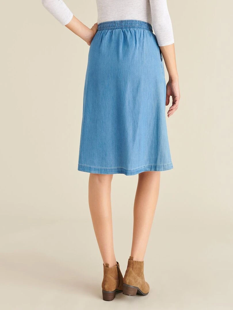 Jupe fluide pur coton Damart Bleu