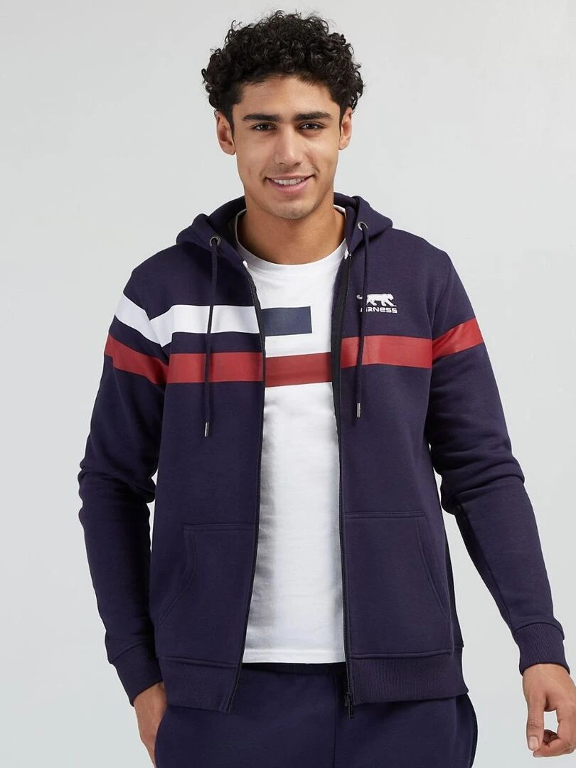HOODIE ZIPPE TRICOLORE Airness Bleu marine