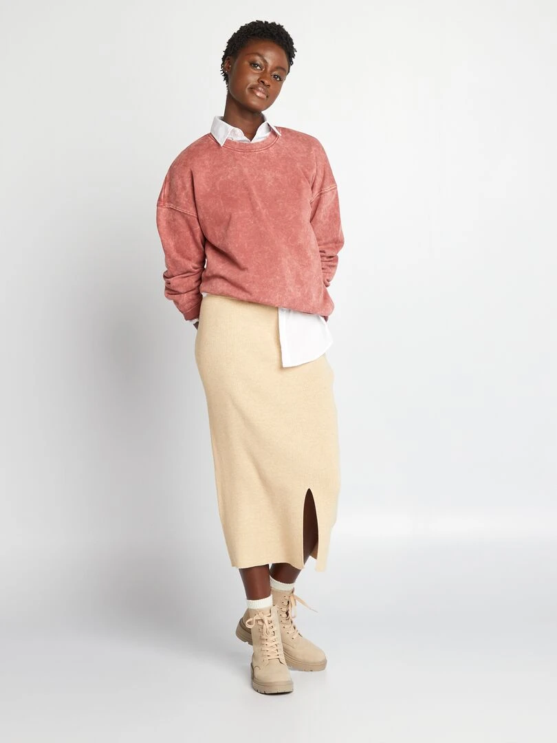 Jupe midi Beige