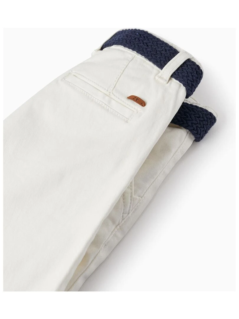 Short Chino En Sergé Avec Ceinture Pour Garçon  MATISSE   Blanc