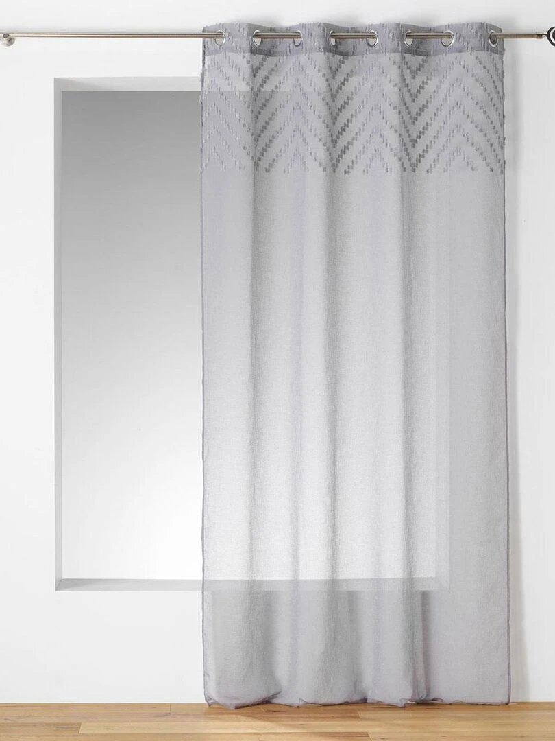 Voilage au parement zig zag en fils coupés Gris clair
