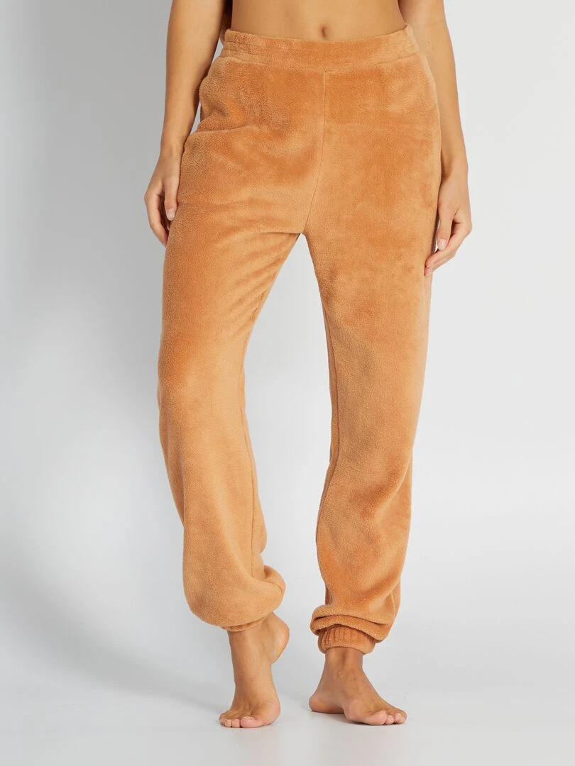 Pantalon de pyjama en polaire marron