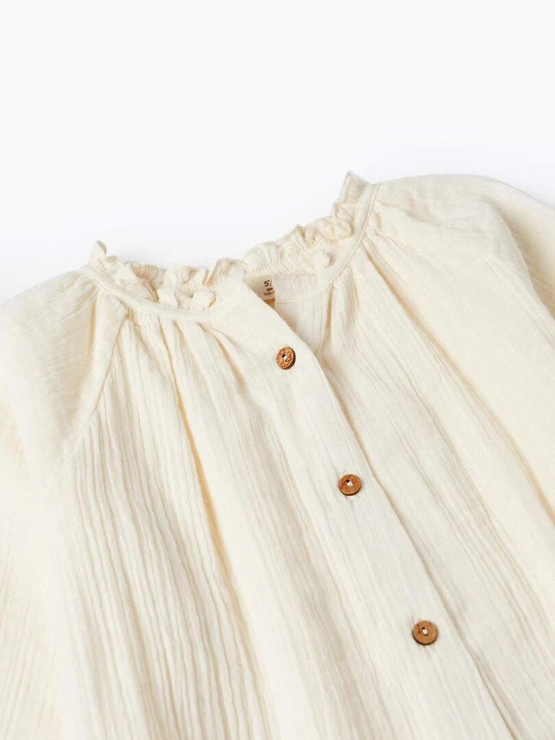 Chemise en bambou pour fille manches longues SICILIAN DAYS   Beige clair