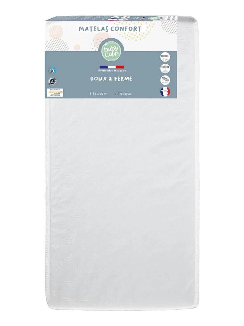 Matelas lit confort 60x120 cm   24kg/m3   Blanc