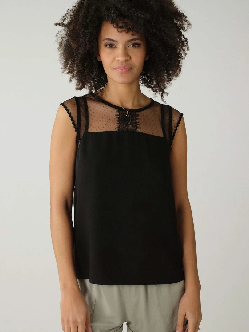 Blouse satinée pour femme 'Deeluxe' Noir