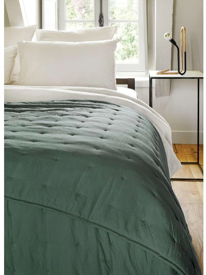 Couvre Lit en microfibre matelassée   Vert olive