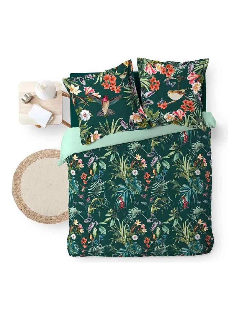 Housse de couette + 2 taies d'oreiller Féerie Vert