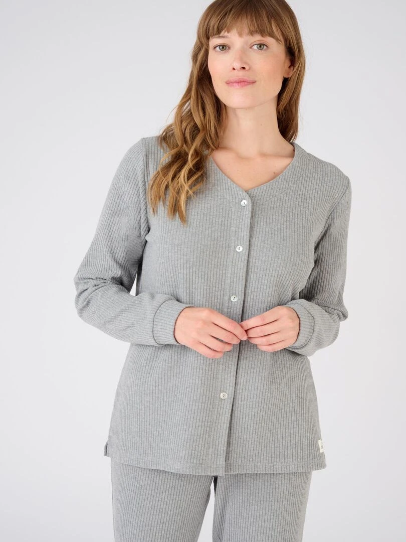 Pyjama maille côtelée Thermolactyl   Damart   Gris chiné