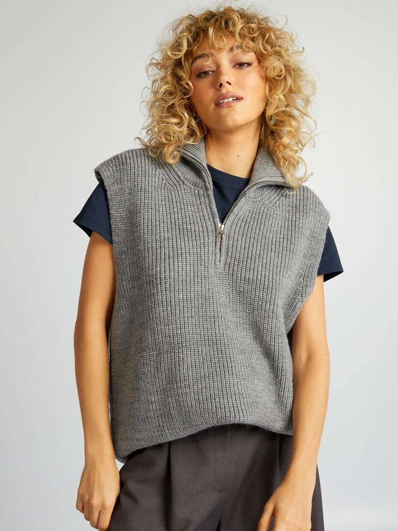 Pull camionneur sans manches gris