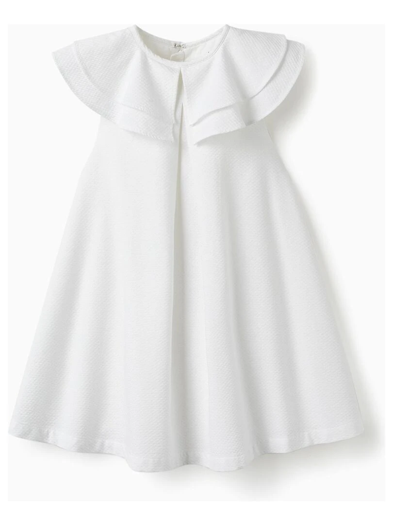 Robe en Coton à Volants pour Fille 'Special Days' manches courtes CÉRÉMONIE Blanc