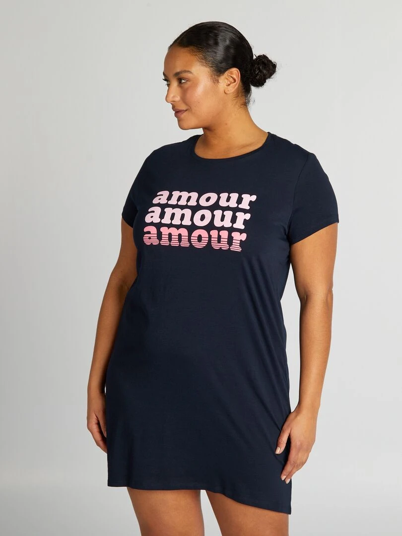 Chemise de nuit tee shirt imprimée Bleu marine