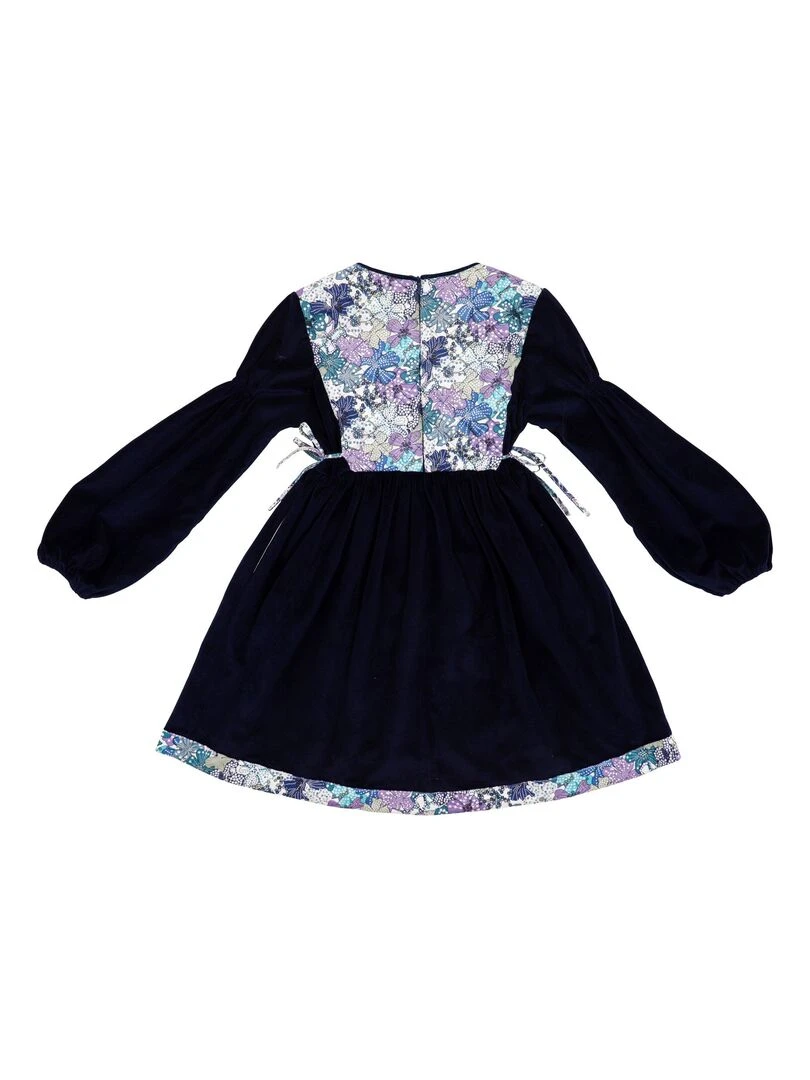 Robe Hiver Fille  Velours Bleu Marine Carrx Vieux Rose  MARGOT   'LA FAUTE A VOLTAIRE'   Bleu marine