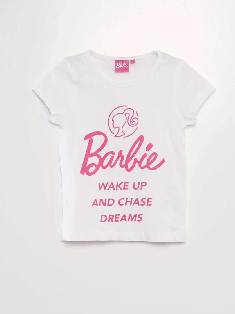 Pyjama short 'Barbie'   2 pièces   blanc/rose